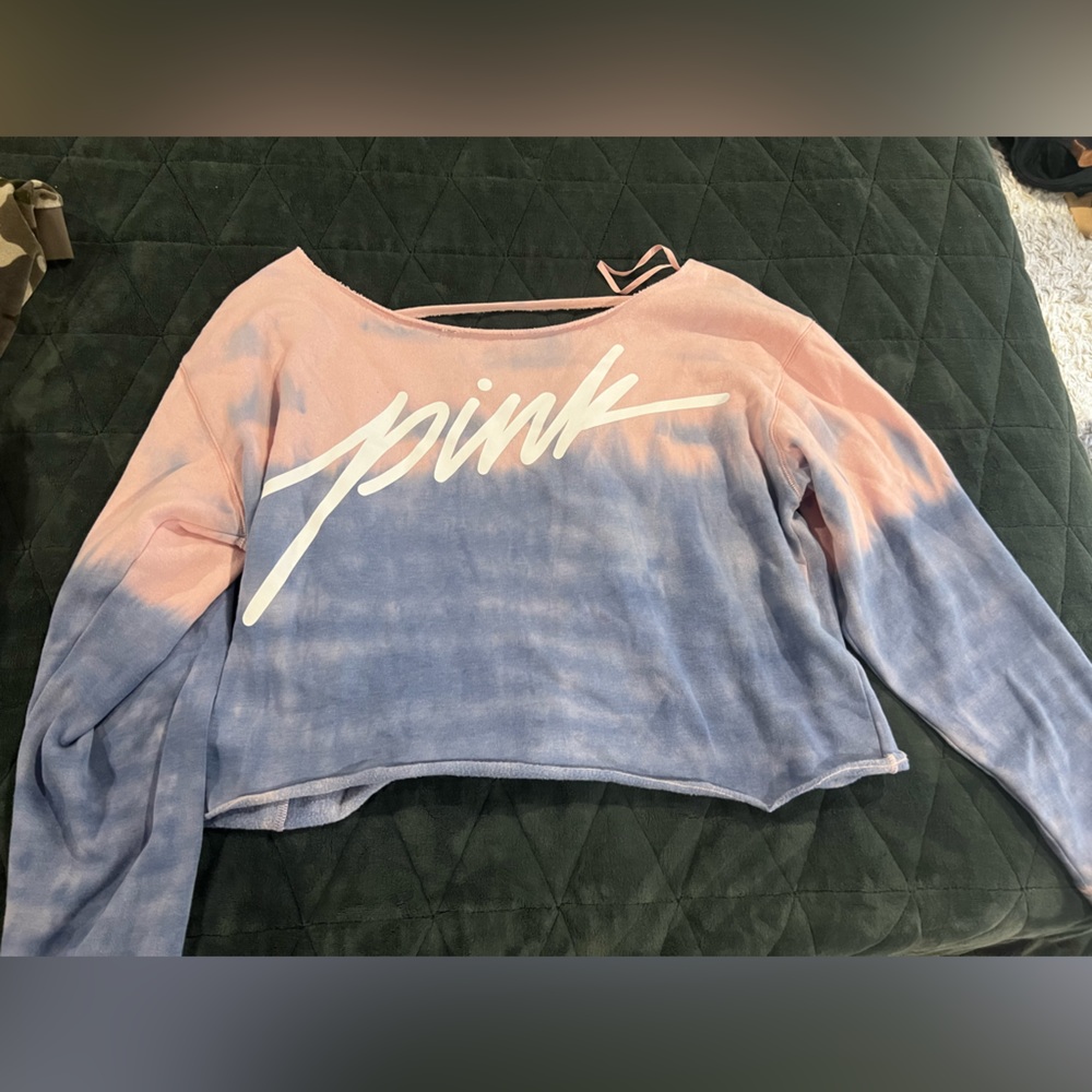 Ombré Oversized cropped off shoulder light sweatshirt